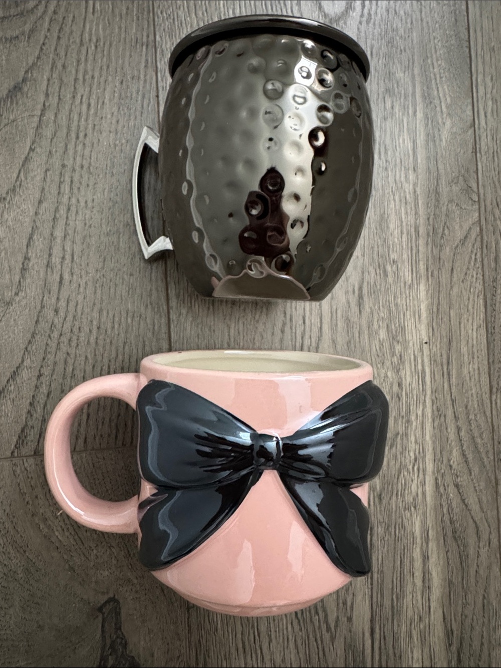 Pink Ceramic Mug with Black Bow Accent